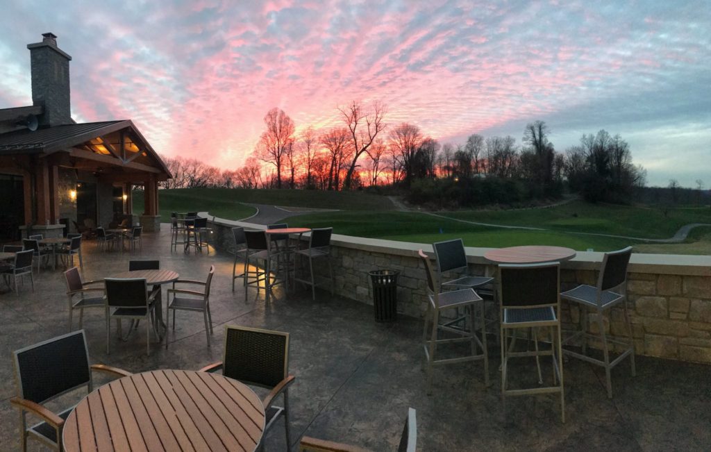 Sunset over the Devou Park Golf and Event Center